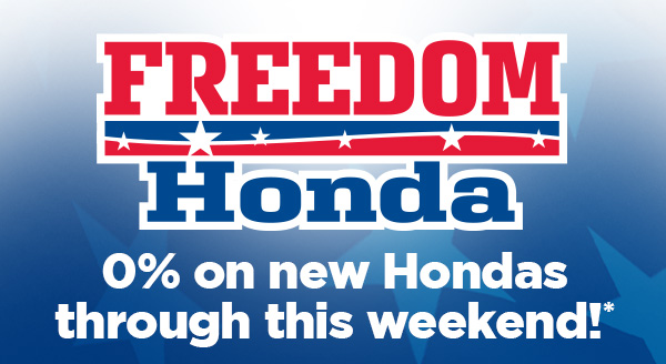 0% on New Hondas through This Weekend!